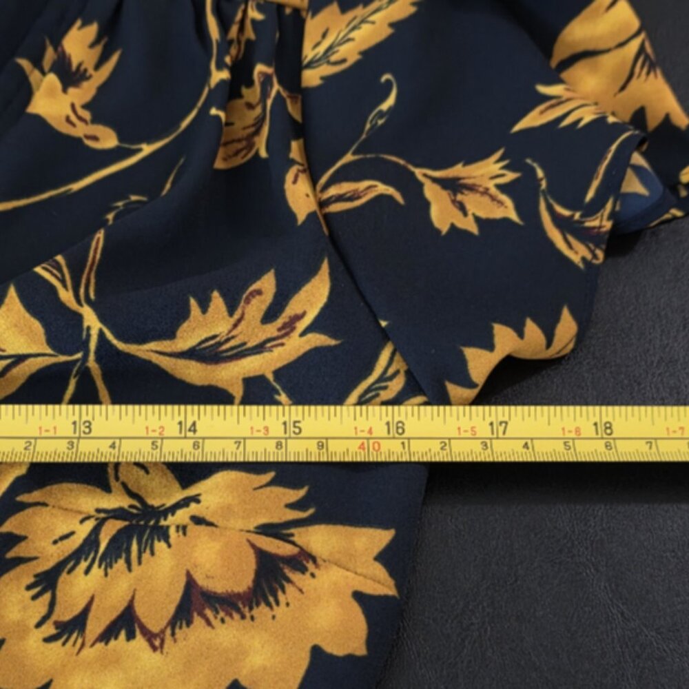 J Crew Floral Dress Cap Sleeve Navy Yellow Womens Size 0 Chic Bloomcore Feminine - Picture 14 of 15